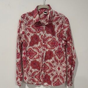 J. Crew Red and White Paisley Button Down Shirt